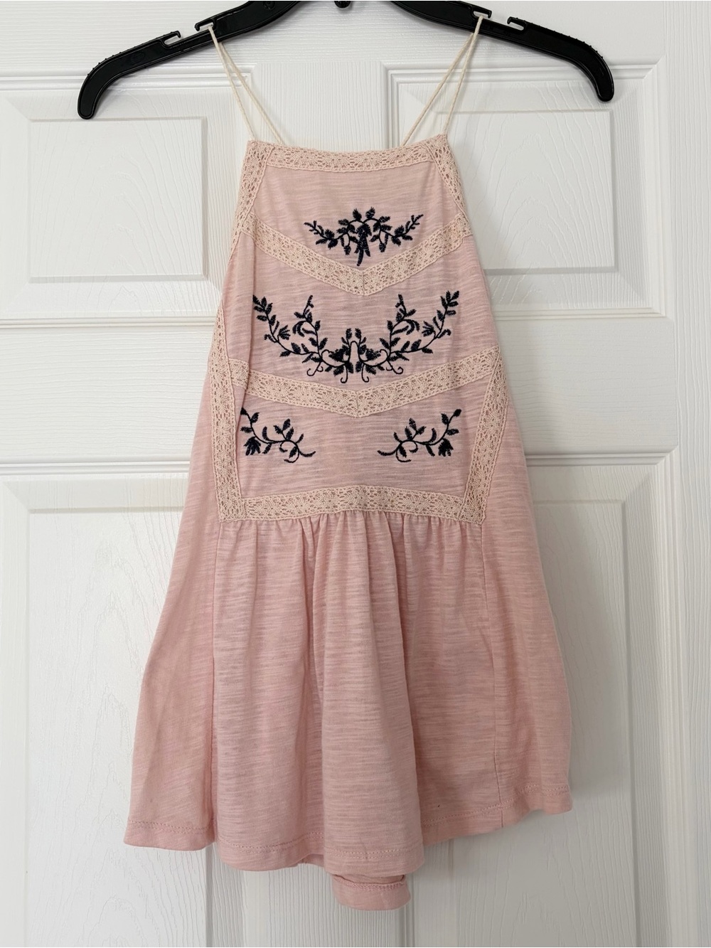 Passport Pink Tank with Floral Embroidery